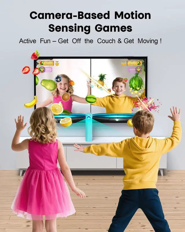 Alt view image 6 of 7 - AR Motion Game Console for Kids: Plug and Play TV Video Game System for Indoor Physical Play Interactive Family Fun Game Nights Parties Playtime - Great Gift for Boys Girls (Light Green)