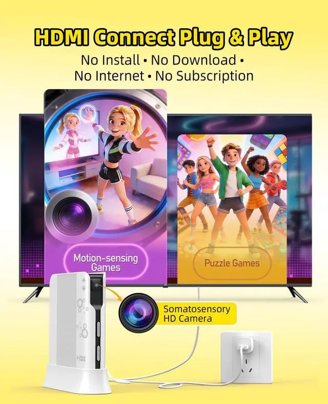 Alt view image 7 of 7 - Kids Video Game Consoles for TV - Plug and Play Motion Sensor Games with Active Play System for Indoor Physical Activity, Interactive Fun for Boys Girls, Family Game Night & Birthday Gifts