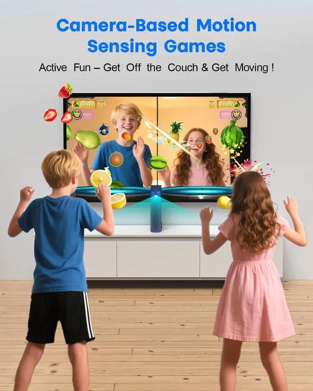 Alt view image 4 of 7 - AR Motion Gaming Console for Kids: Learning & Active Play Game System for Enhanced Logic & Coordination & Fitness. Video Game System with Adjustable Camera. (Navy Blue)