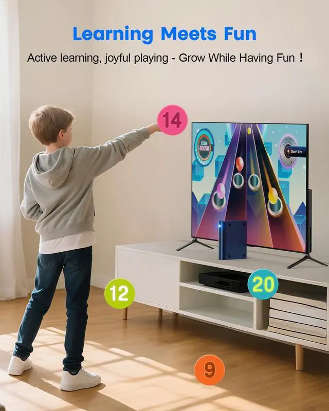 Alt view image 6 of 7 - AR Motion Gaming Console for Kids: Learning & Active Play Game System for Enhanced Logic & Coordination & Fitness. Video Game System with Adjustable Camera. (Navy Blue)