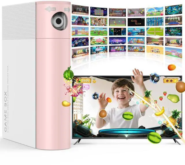 Main image of AR Motion Gaming Console for Kids & Family - Plug & Play Video Game System for Indoor Physical Exercise & Interactive Family Fun, Great for Game Night, Playtime, and PlaydatesWhite&Pink