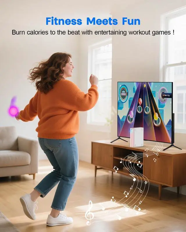 Alt view image 5 of 7 - AR Motion Gaming Console for Kids & Family - Plug & Play Video Game System for Indoor Physical Exercise & Interactive Family Fun, Great for Game Night, Playtime, and PlaydatesWhite&Pink