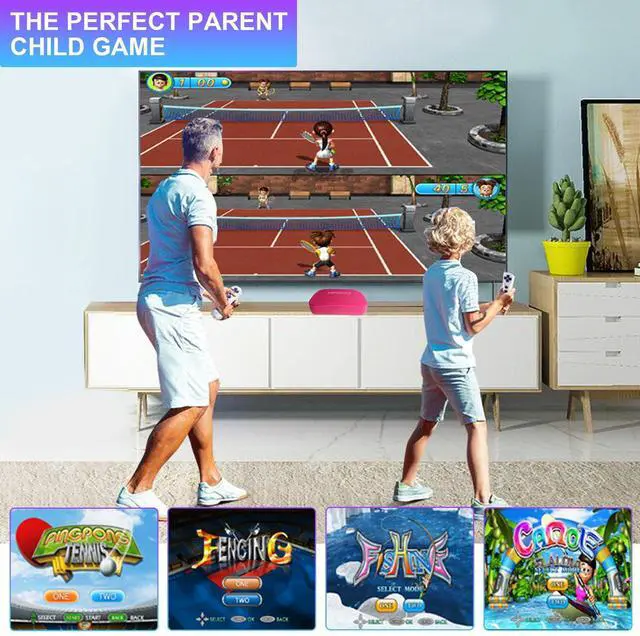 Alt view image 2 of 7 - TV Game Console Built in 100+ Games, Handheld Video Game Machine with 2.4G Wireless Gamepad Somatosensory Control, HD Plug and Play, Home Interactive& Puzzle Games, Red