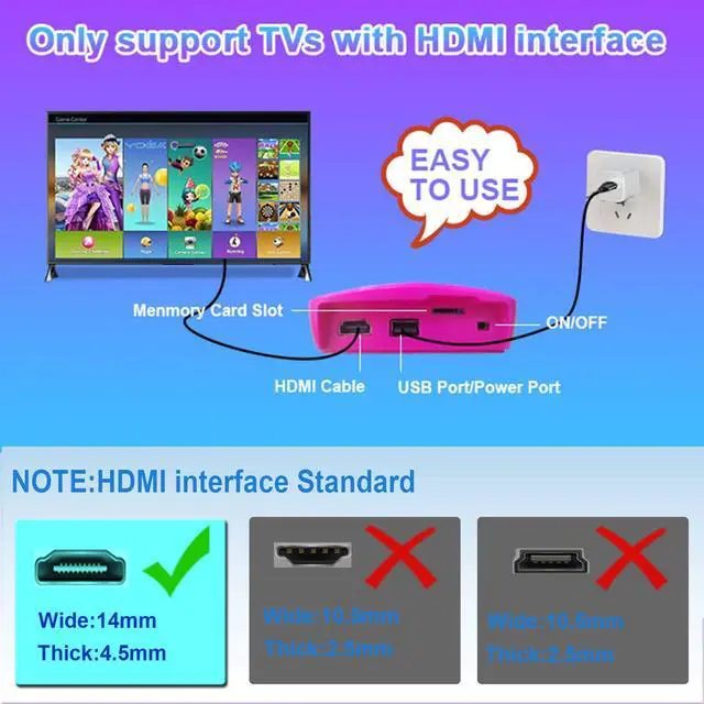 Alt view image 5 of 7 - TV Game Console Built in 100+ Games, Handheld Video Game Machine with 2.4G Wireless Gamepad Somatosensory Control, HD Plug and Play, Home Interactive& Puzzle Games, Red