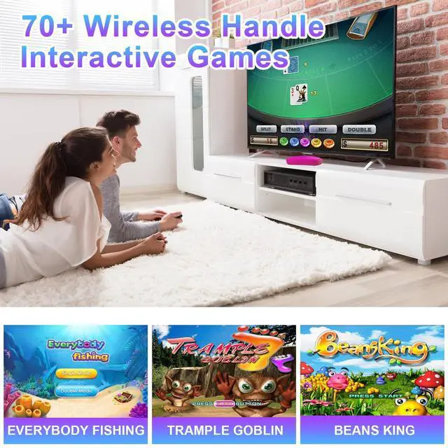 Alt view image 6 of 7 - TV Game Console Built in 100+ Games, Handheld Video Game Machine with 2.4G Wireless Gamepad Somatosensory Control, HD Plug and Play, Home Interactive& Puzzle Games, Red