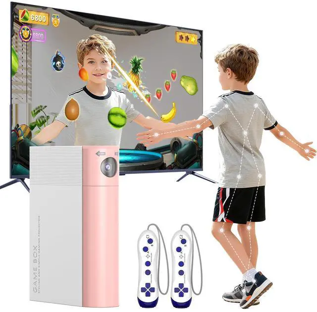 Main image of AR Motion Gaming Console for Kids - Active Video Game System with Adjustable Camera for Light Physical Exercise & Coordination Development-White&Pink