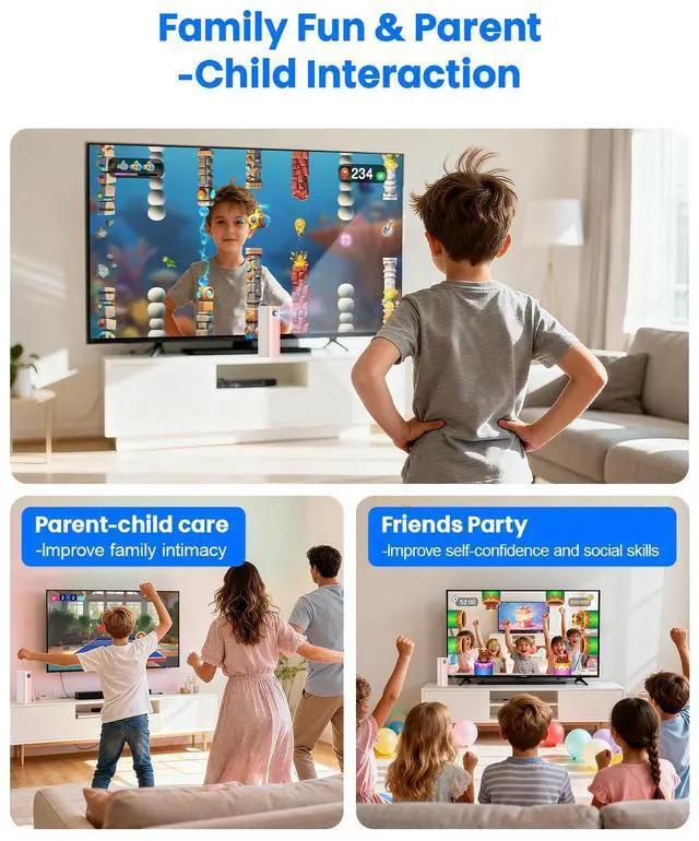 Alt view image 7 of 7 - AR Motion Gaming Console for Kids - Active Video Game System with Adjustable Camera for Light Physical Exercise & Coordination Development-White&Pink