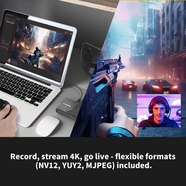 Alt view image 4 of 7 - Capture Card for Streaming, 4K60 HDR Passthrough, 1080p60 Video Recording, Ultra-Low Latency Game Streaming for Switch 2, Xbox, PS5, PC on Twitch, OBS, Win11, Mac - StreamLine MINI+ GC311G2