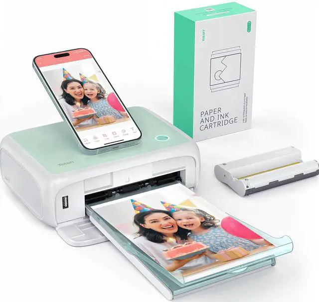 Main image of Photo Printer, Picture Printer with 54 Sheets (4"x6") & 1 Ink Ribbon, Support AR Video Printing, Wi-Fi Connection, Portable Photo Printer for iPhone/Android/Laptop