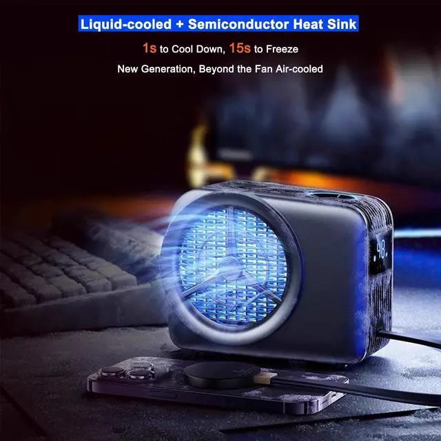 Alt view image 2 of 7 - Phone Cooler for Gaming, Live Streaming, Freeze in 15s, 48W Magnetic Cellphone Cooler with Low Noise Liquid Cooling Radiator for iPhone MagSafe Series/Android/iPad/Tablet, Beyond Phone Fan