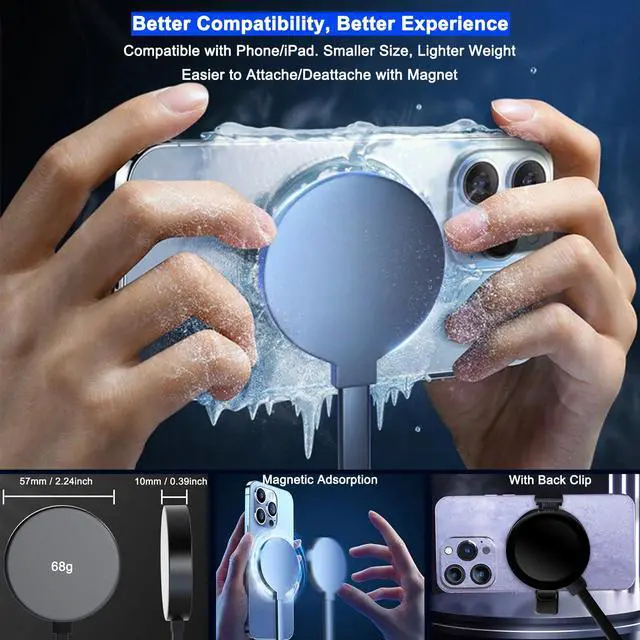 Alt view image 5 of 7 - Phone Cooler for Gaming, Live Streaming, Freeze in 15s, 48W Magnetic Cellphone Cooler with Low Noise Liquid Cooling Radiator for iPhone MagSafe Series/Android/iPad/Tablet, Beyond Phone Fan
