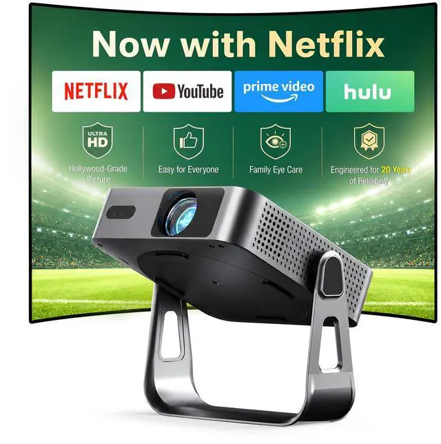 Main image of Officially-Licensed APP & Native 1080P Thinnest 1.81" Smart Mini Projector with WiFi and Bluetooth, Auto Focus & Keystone Portable Outdoor Projector, VOPLLS 4K Support Home Movie Projector
