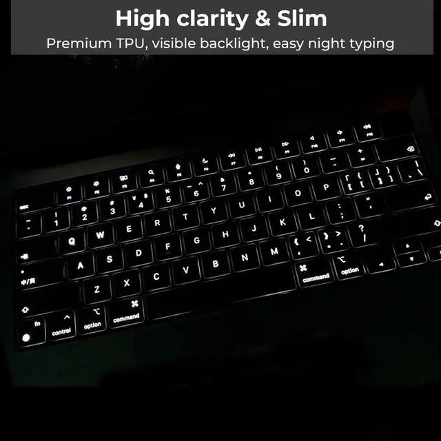 Alt view image 4 of 7 - Premium Keyboard Cover Skin Protector, Laptop Accessories Compatible with 2026 2025 2024 2023 2022 2021 M5-M1 Pro/Max MacBook Pro 14/16, M5-M2 MacBook Air 13/15, 2026 MacBook Neo 13, Clear