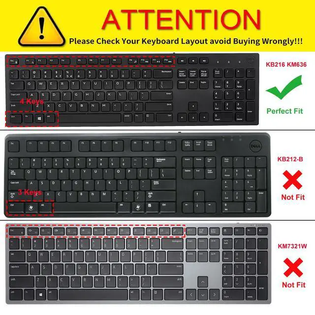 Alt view image 2 of 7 - Keyboard Cover for Dell KB216 KB216b KB216t KB216d KB216p Wired & KM636 & Dell Optiplex 5250 3050 3240 5460 7450 7050 & Dell Inspiron AIO 3475/3670/3477 All-in one Desktop Keyboard Protector -Clear
