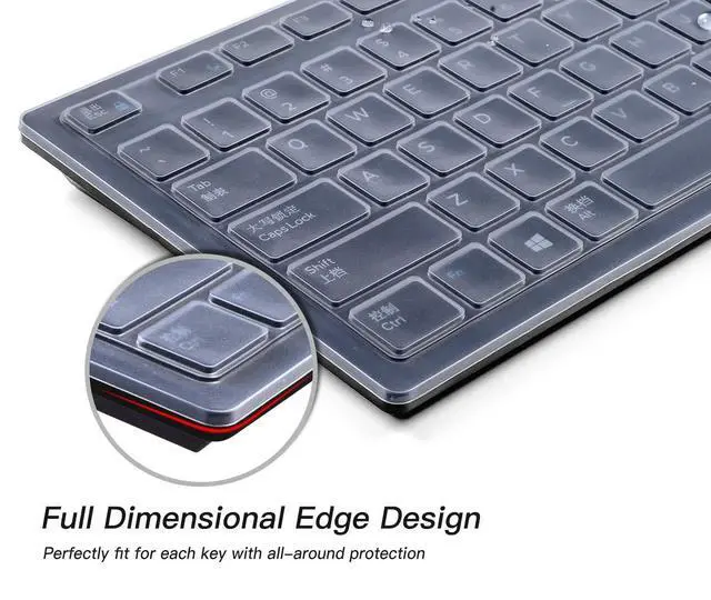 Alt view image 3 of 7 - Keyboard Cover for Dell KB216 KB216b KB216t KB216d KB216p Wired & KM636 & Dell Optiplex 5250 3050 3240 5460 7450 7050 & Dell Inspiron AIO 3475/3670/3477 All-in one Desktop Keyboard Protector -Clear