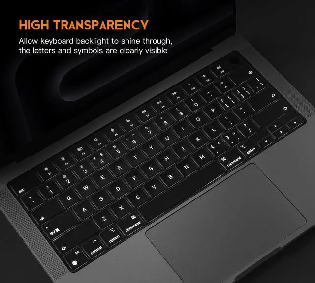 Alt view image 3 of 7 - Premium Keyboard Cover Ultra Thin Protector Skin for 2026 MacBook Neo 13" A18 Pro with Touch ID, 2026-2022 MacBook Air 15" 13.6" M5 M4 M3 M2 Chip, 2026-2021 MacBook Pro 14 16 inch M5-M1 Pro/Max, Clear