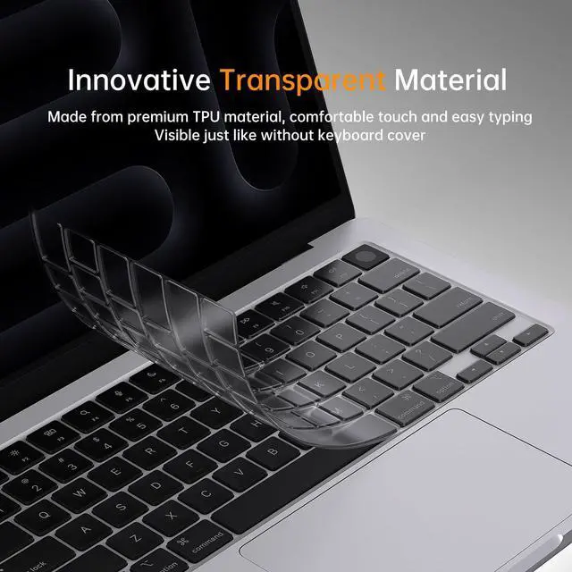 Alt view image 4 of 7 - Premium Keyboard Cover Ultra Thin Protector Skin for 2026 MacBook Neo 13" A18 Pro with Touch ID, 2026-2022 MacBook Air 15" 13.6" M5 M4 M3 M2 Chip, 2026-2021 MacBook Pro 14 16 inch M5-M1 Pro/Max, Clear