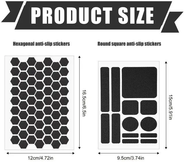 Alt view image 2 of 7 - 4pcs Phone Grip Tapes, Hexagonal and Round Anti-Slip Phone Case Grip Tape Stickers Waterproof Pre-Cut Strips Decal Perfect Accessories for Cellphone Controller Mouse Laptop(Black)