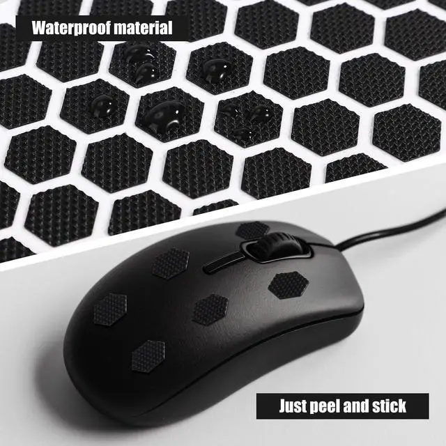 Alt view image 3 of 7 - 4pcs Phone Grip Tapes, Hexagonal and Round Anti-Slip Phone Case Grip Tape Stickers Waterproof Pre-Cut Strips Decal Perfect Accessories for Cellphone Controller Mouse Laptop(Black)