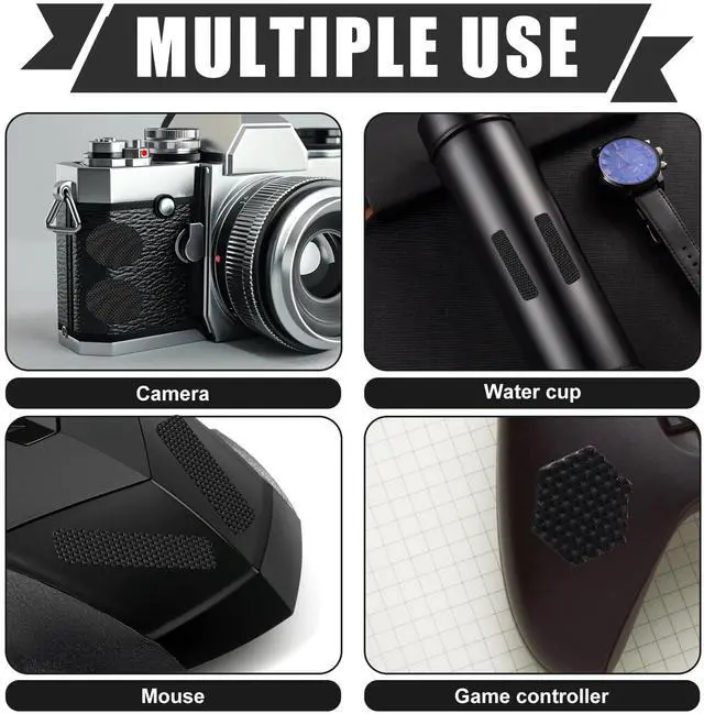 Alt view image 7 of 7 - 4pcs Phone Grip Tapes, Hexagonal and Round Anti-Slip Phone Case Grip Tape Stickers Waterproof Pre-Cut Strips Decal Perfect Accessories for Cellphone Controller Mouse Laptop(Black)