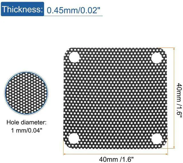 Alt view image 2 of 5 - 20PCS PC Dust Filter, 40mmx40mm PVC Computer Case Cooler Dustproof Mesh Cover Fan Grills for Computer Chassis Speaker, Black