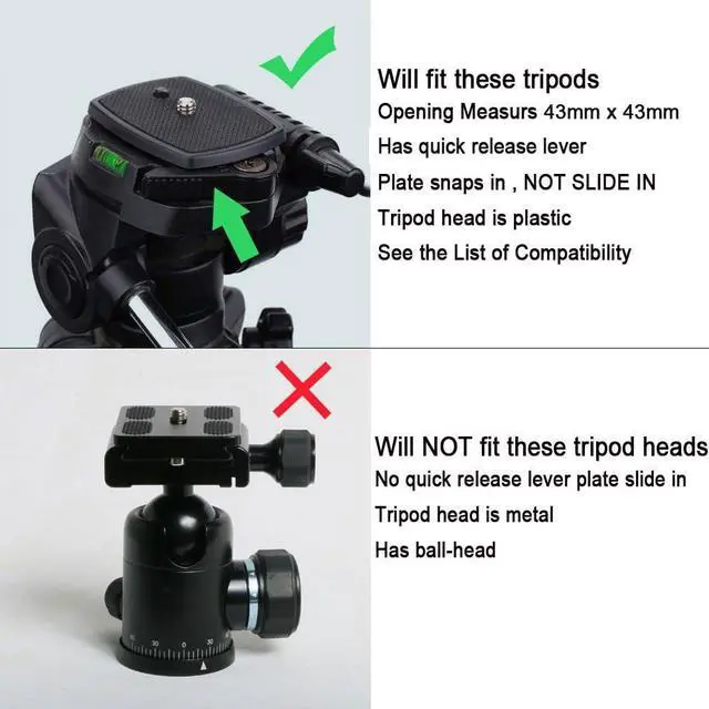 Alt view image 3 of 5 - 2 Pack Tripod Quick Release Plate Camera Mount Adapter Replacement for Amazon Basics 60" Velbon CX-444 CX-888 CX-460 CX-460mini CX-470 CX-570 CX-690 DF-50 VCT-D580RM VCT-D680RM VCT-R640