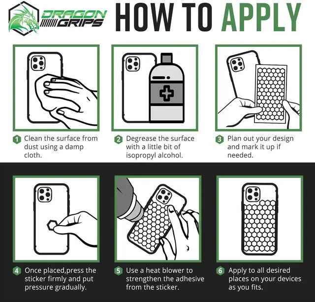 Alt view image 6 of 7 - Black Rubber Grip Tape - 84pc Precut Hexagon Textured Stickers, Multi-Purpose Non-Slip Stickers for Phone Cases, Controllers, Guns & Mouse Grip Tape, Waterproof, Made in USA