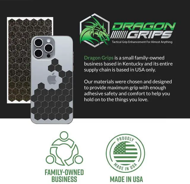Alt view image 7 of 7 - Black Rubber Grip Tape - 84pc Precut Hexagon Textured Stickers, Multi-Purpose Non-Slip Stickers for Phone Cases, Controllers, Guns & Mouse Grip Tape, Waterproof, Made in USA