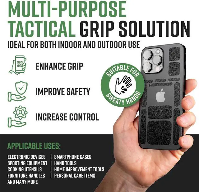 Alt view image 2 of 6 - 13-Piece Rectangular Rubber Grip Tape Pack - Black Rubberized Mouse Grip Tape, Versatile Non-Slip Stickers for Cell Phone Case, Gun, Tools, Gaming Controller, Laptop & More, Made in USA