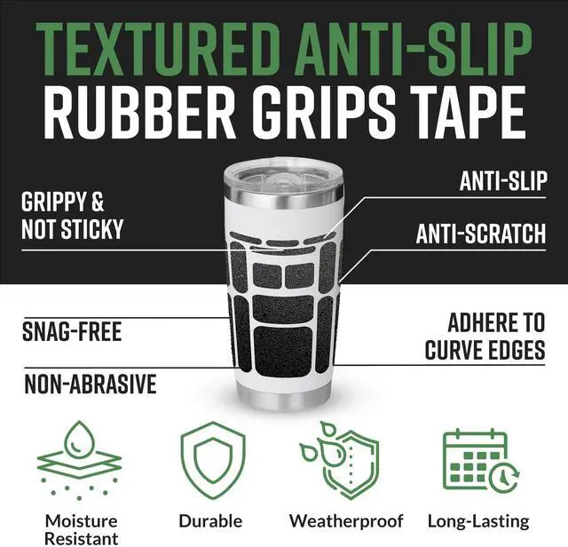 Alt view image 3 of 6 - 13-Piece Rectangular Rubber Grip Tape Pack - Black Rubberized Mouse Grip Tape, Versatile Non-Slip Stickers for Cell Phone Case, Gun, Tools, Gaming Controller, Laptop & More, Made in USA
