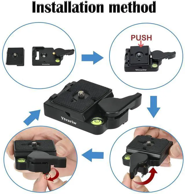 Alt view image 4 of 7 - 323 RC2 Quick Release Plate Adapter, Rapid Connect Adapter with Quick Release Plate Compatible for Manfrotto Monopod, Manfrotto Tripod Ball Head and Tripod