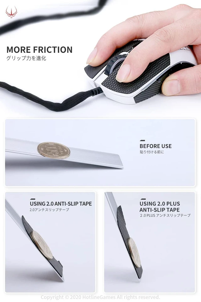 Alt view image 3 of 7 - 2.0 Plus Anti Slip Grip Tape Compatible with Logitech G502 Wired, G502 Wireless Gaming Mouse Skins,Sweat Resistant,Cut to Fit,Easy to Apply,Professional Mice Upgrade