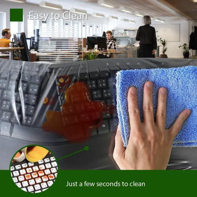 Alt view image 2 of 7 - Universal KeyboardCap. Fully Covered Flat Style 0.025mm Waterproof Anti-Dust Desktop Keyboard Cover with Numeric Hospital/Dentist Use (Large Size)