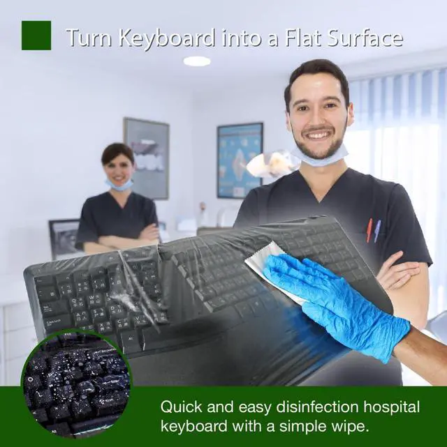 Alt view image 7 of 7 - Universal KeyboardCap. Fully Covered Flat Style 0.025mm Waterproof Anti-Dust Desktop Keyboard Cover with Numeric Hospital/Dentist Use (Large Size)