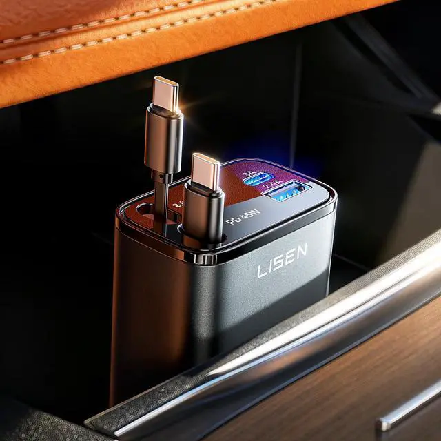 Alt view image 2 of 7 - Retractable Car Charger, 84W Car Charger USB C Fast Charger Adapter for iPhone, Car Accessories for Men Women, Gifts for Fathers Day for Men Dad Husband, for iPhone 17 16 15 14 13 12 11 Samsung