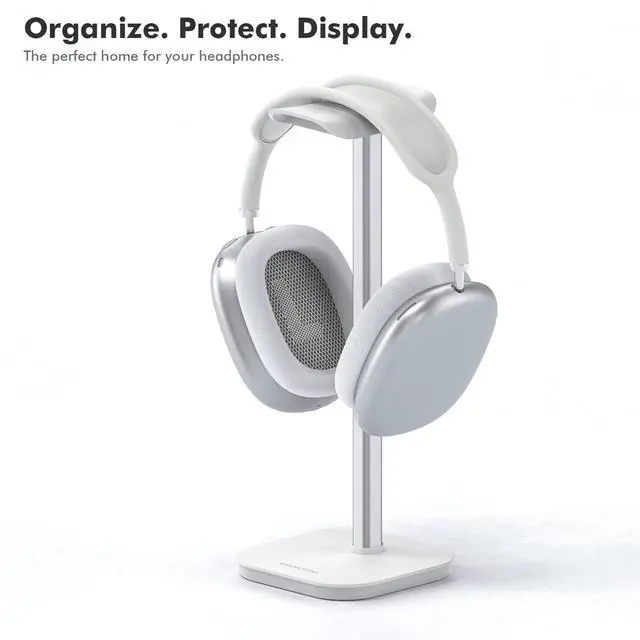 Alt view image 6 of 7 - Headphone Stand, Desktop Headset Holder Heavy Base Desk Earphone Stand Aluminum Gaming Headset Hanger Rack Compatible with AirPods Max, AirPods Pro, Sony, Beats, Bose, Razer (White)