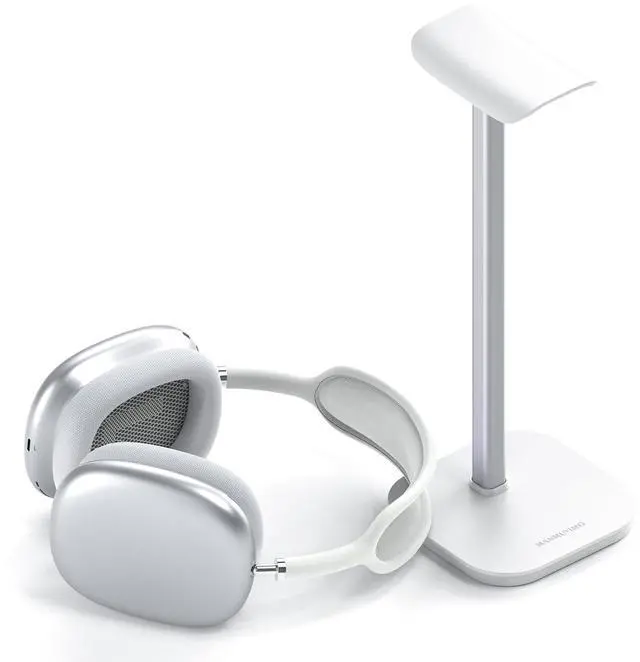 Main image of Headphone Stand, Desktop Headset Holder Heavy Base Desk Earphone Stand Aluminum Gaming Headset Hanger Rack Compatible with AirPods Max, AirPods Pro, Sony, Beats, Bose, Razer (White)