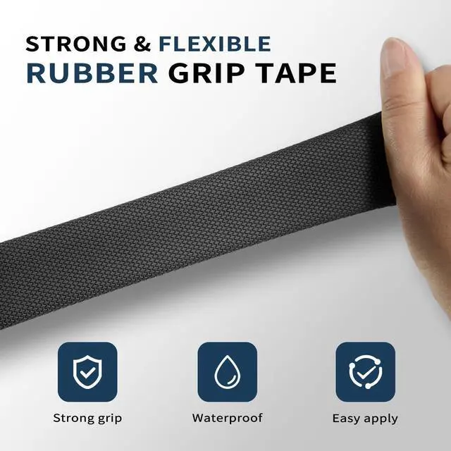 Alt view image 2 of 7 - Rubber Grip Tape - Strong Adhesive Anti-Slip Tape for Handles, Mouse - Waterproof Non-Abrasive Textured Tape to Enhance Grip and Comfort (Black, 2 in x 10 Ft)