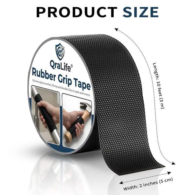 Alt view image 6 of 7 - Rubber Grip Tape - Strong Adhesive Anti-Slip Tape for Handles, Mouse - Waterproof Non-Abrasive Textured Tape to Enhance Grip and Comfort (Black, 2 in x 10 Ft)