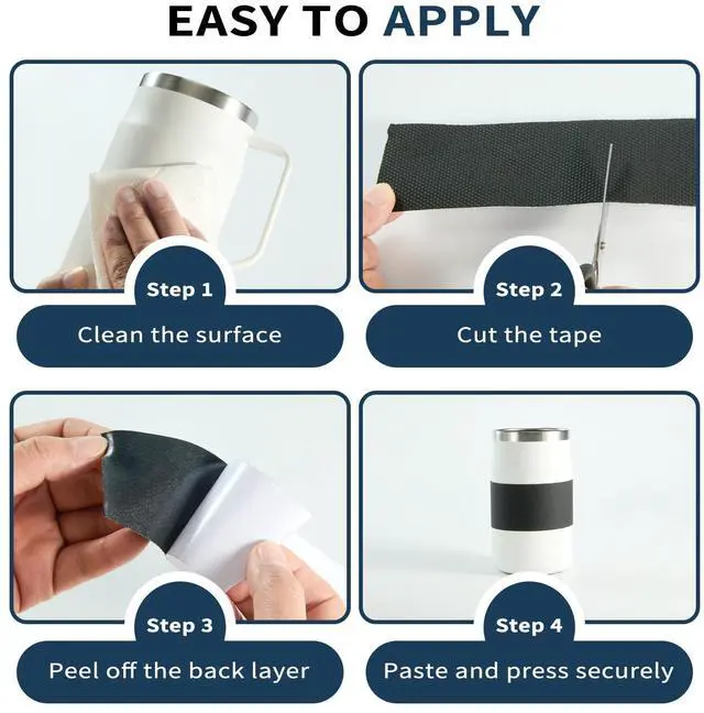 Alt view image 7 of 7 - Rubber Grip Tape - Strong Adhesive Anti-Slip Tape for Handles, Mouse - Waterproof Non-Abrasive Textured Tape to Enhance Grip and Comfort (Black, 2 in x 10 Ft)