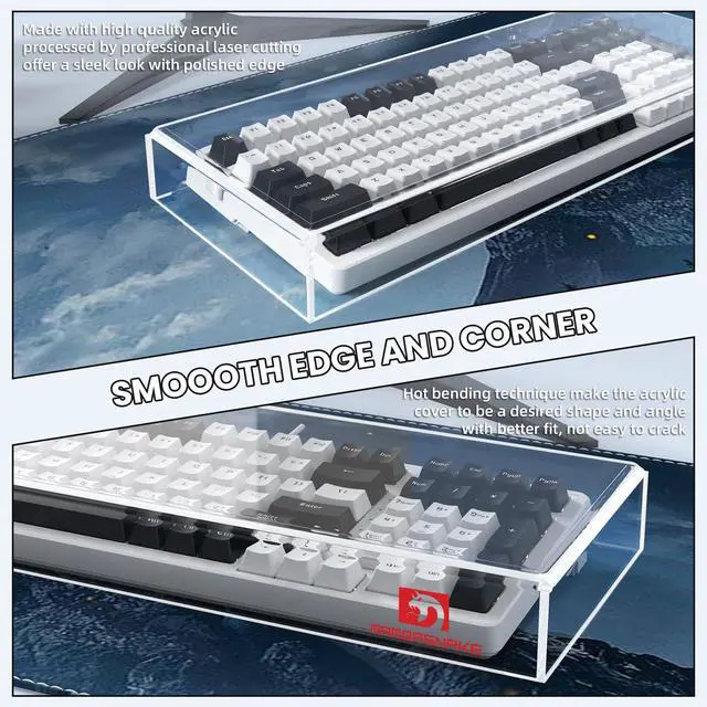 Alt view image 4 of 7 - KC04 Acrylic Clear Transparent Keyboard Cover(17.4 * 6.5 * 1.89 inch) with Dustproof Waterproof Anti-hit Anti-cat Protective Case for Standard 98Key Mechanical Gaming Keyboard