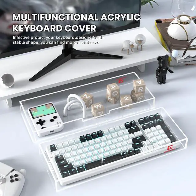 Alt view image 7 of 7 - KC04 Acrylic Clear Transparent Keyboard Cover(17.4 * 6.5 * 1.89 inch) with Dustproof Waterproof Anti-hit Anti-cat Protective Case for Standard 98Key Mechanical Gaming Keyboard
