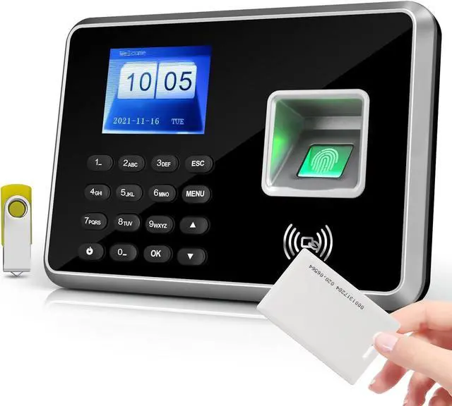 Main image of Biometric Time Clock Attendance Machine for Employees Support 1000pcs Fingerprint/Password/ID Card Recognition 5 Languages System USB Port Data for School Restaurant Factory Office Hospital