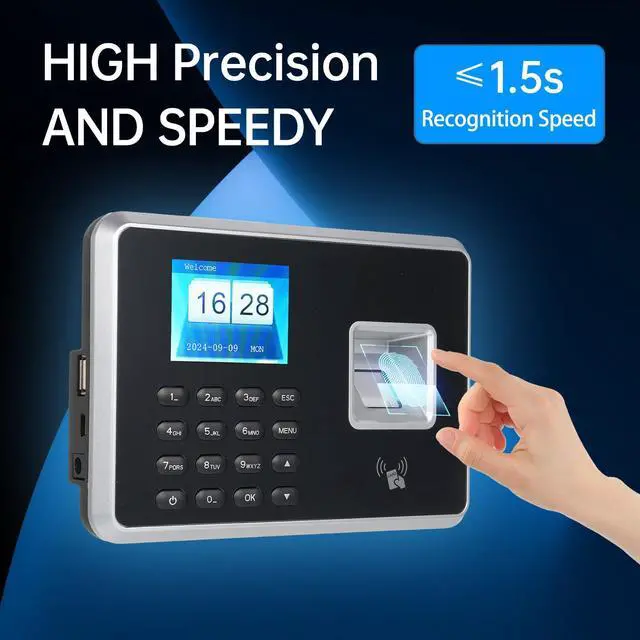 Alt view image 4 of 6 - Biometric Time Clock Attendance Machine for Employees Support 1000pcs Fingerprint/Password/ID Card Recognition 5 Languages System USB Port Data for School Restaurant Factory Office Hospital