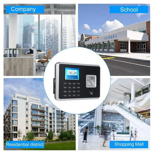 Alt view image 6 of 6 - Biometric Time Clock Attendance Machine for Employees Support 1000pcs Fingerprint/Password/ID Card Recognition 5 Languages System USB Port Data for School Restaurant Factory Office Hospital