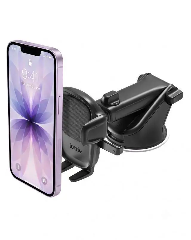 Main image of Easy One Touch Signature Dashboard & Windshield Universal Car Mount Phone Holder Desk Stand with Suction Cup Base and Telescopic Arm for iPhone, Samsung, Google, More Smartphones
