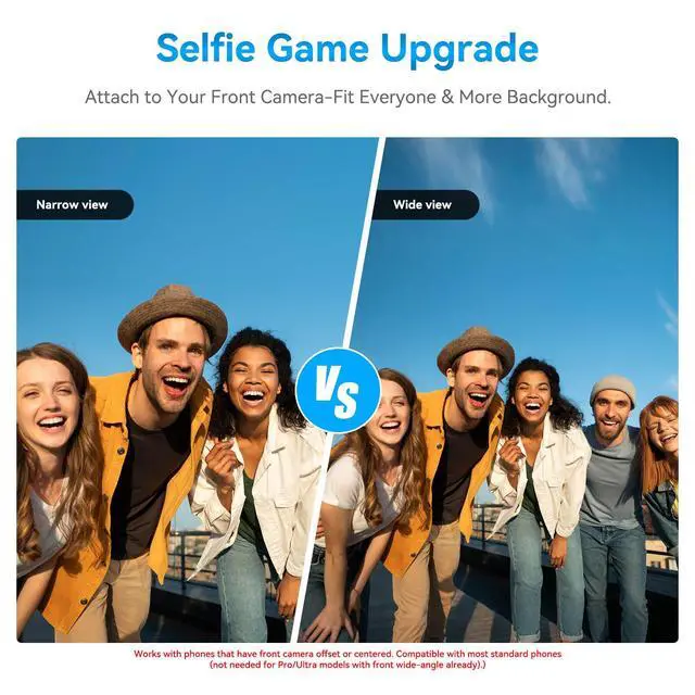 Alt view image 3 of 7 - 0.45x Wide Angle & 12.5X Macro Lens, Clip-On Phone Camera Kit for iPhone & Android Perfect for Selfies, Travel, and Close-Ups