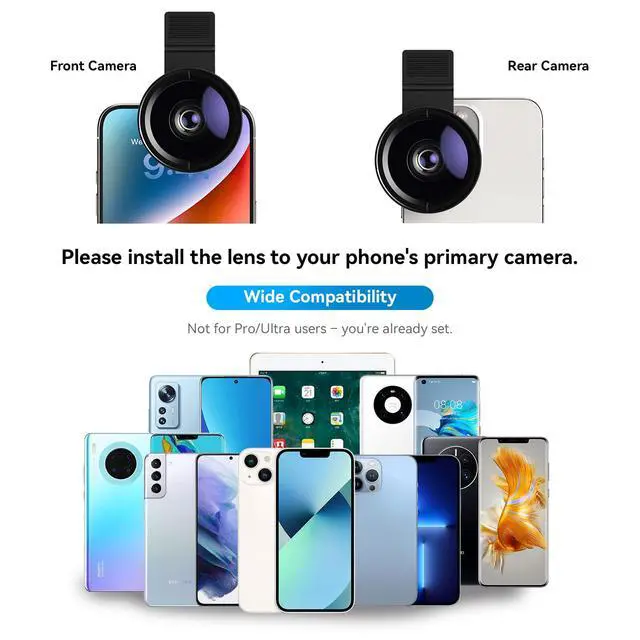 Alt view image 6 of 7 - 0.45x Wide Angle & 12.5X Macro Lens, Clip-On Phone Camera Kit for iPhone & Android Perfect for Selfies, Travel, and Close-Ups