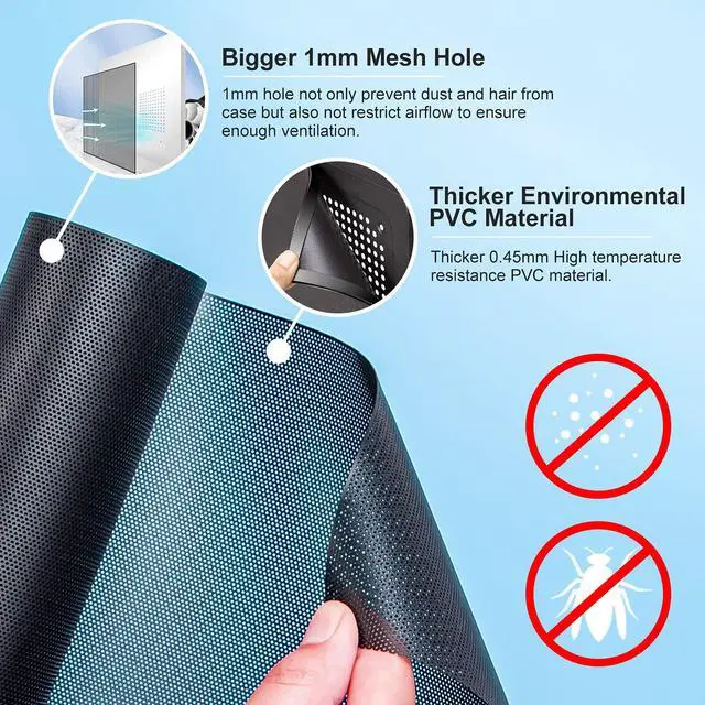 Alt view image 2 of 6 - 500x500mm 19.68inch DIY Computer PC Case and Fans PVC Dustproof Mesh Filter Cover with Magnetic Strip for Computer Chassis Speakers and More