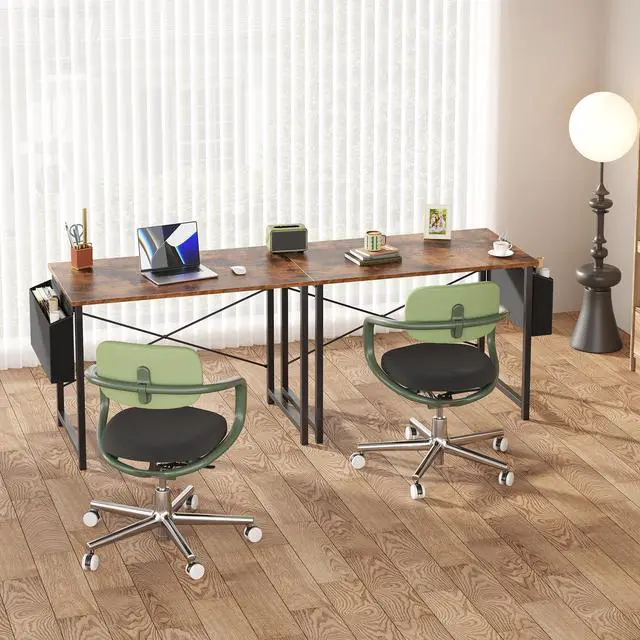 Alt view image 6 of 7 - Computer Desk 40 Inch Home Office Desks for Small Spaces, Gaming Writing Study Work Table with Storage Bag and Headphone Hook for Bedroom, Rustic Brown